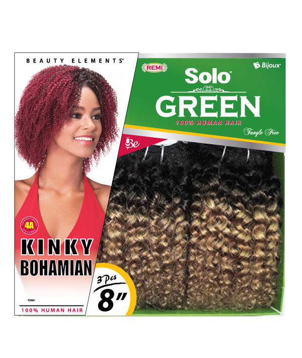 Solo Green Kinky Bohemian 4a Bijoux Hair